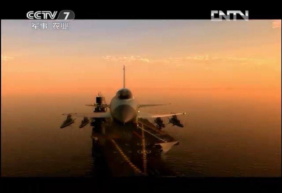 CCTV:des avions de chasse JIAN-10 décollent du porte-avions Liaoning